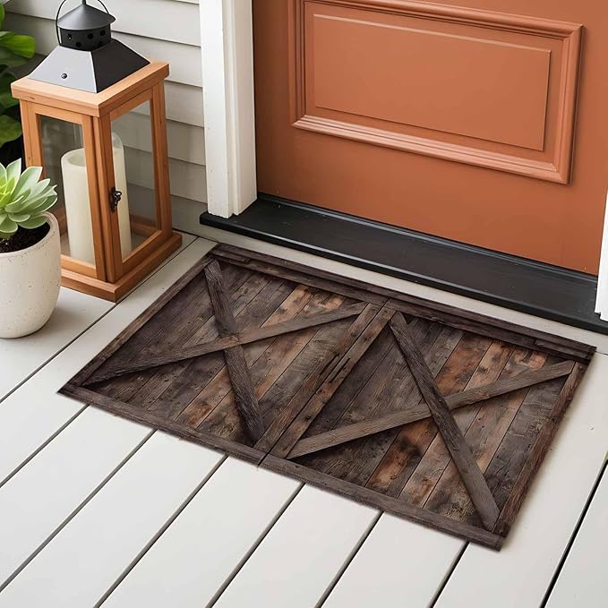 Area Rug 2x3ft, Vintage Farmhouse Barn Washable Rugs for Living Room Bedroom, Country Wooden Plank Soft Non-Slip Area Rugs Rectangle Floor Carpet for Dining Room