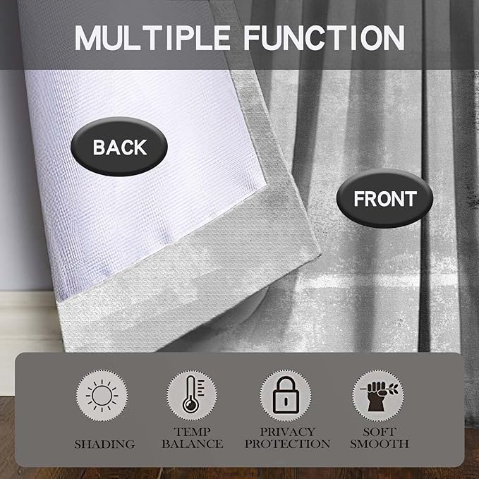 MCALK Grey Abstract Kitchen Curtains Tiers Set 2 Piece for Windows Modern Art Kitchen Window Curtains Set,Contemporary Trendy Valances for Living Room(24" Tiers Set)
