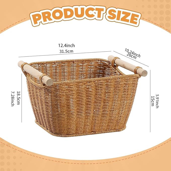 Fenteer Imitation Rattan Basket Storage Bin Decorative Container Woven Basket for Organizing for Home Kitchen Coffee Table Decoration