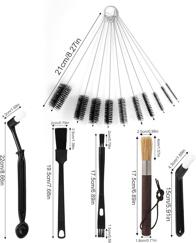 15pcs Coffee Grinder Cleaning Brush Set, Espresso Machine Cleaning Brush Kit with Ergonomic Handle Multifunctional Grinder Cleaner Tools for Barista Home Kitchen Use