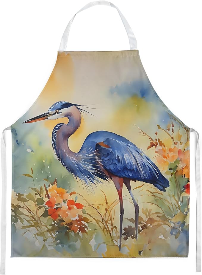 Caroline's Treasures Blue Heron Apron Cooking Kitchen Server Baking Crafts Gardening for Adult Women Men, Unisex, Large, Multicolor