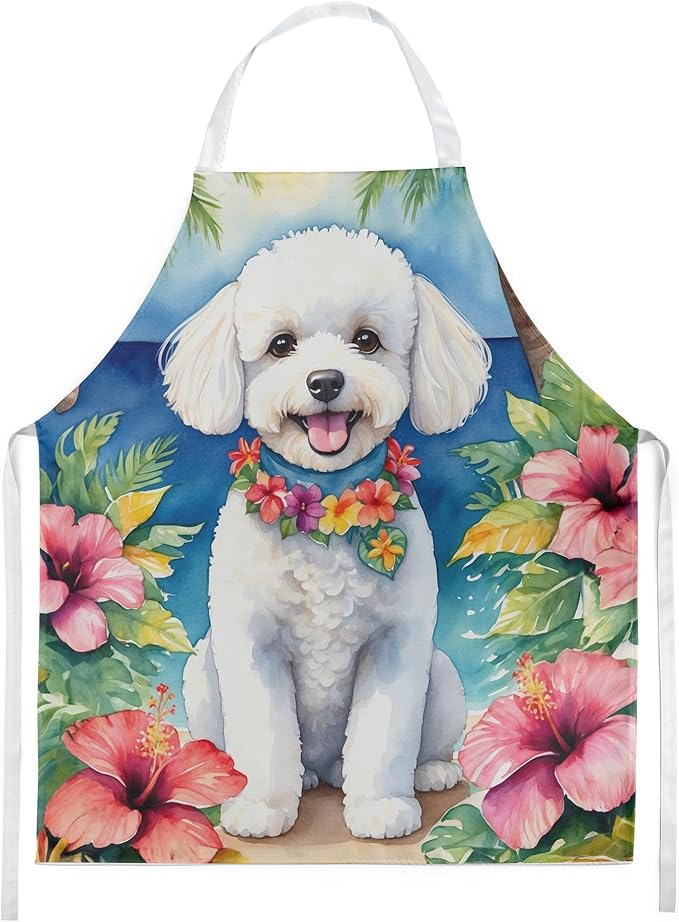 Caroline's Treasures Bichon Frise Luau Apron Cooking Kitchen Server Baking Crafts Gardening for Adult Women Men, Unisex, Large, Multicolor