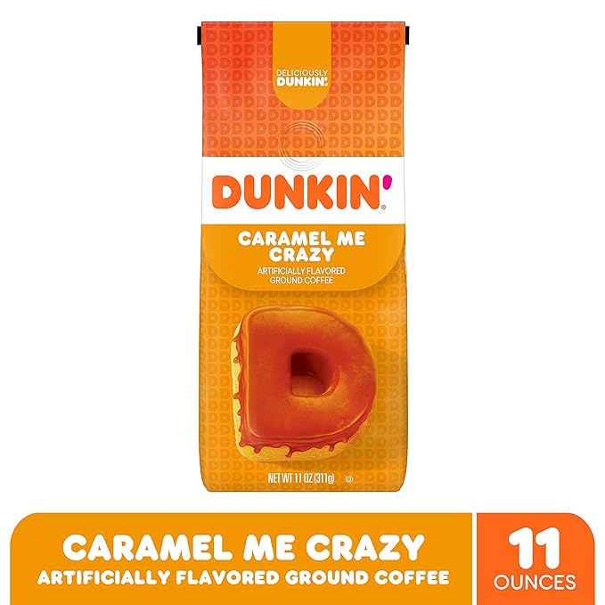 Dunkin' Caramel Me Crazy Ground Coffee, 11 Ounces (Pack of 2)