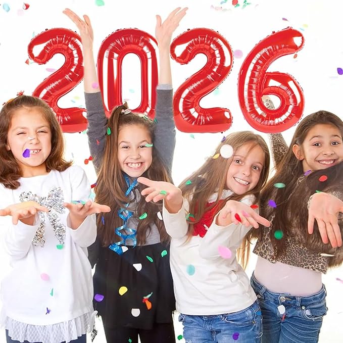 16 Inch 2026 Balloons Red, Number Balloons 16 Inch, New Years Balloons for 2026 New Years Graduation Decorations Home Office Decoration