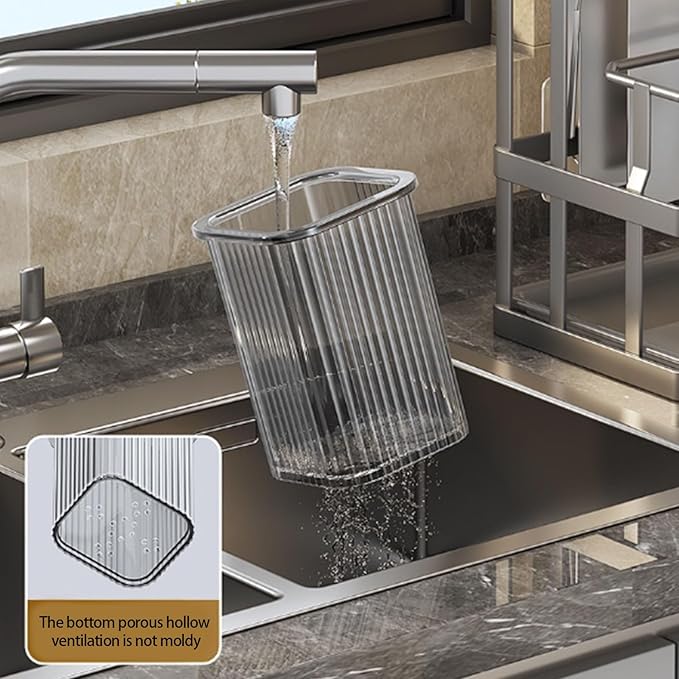 Wall Mounted Kitchen Storage Organizers Featuring Spoon Holder Chopstick Case and Cutting Board Rack for Space Saving