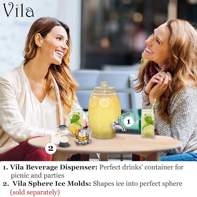 Vila Replacement Spigot for Beverage & Water Dispenser, Stainless Steel No-Rust Spout Faucet, Excellent Continuous Flow, Sturdy Alternative for Flimsy Plastic Taps, Fits Most Water Jugs, Mason Jars