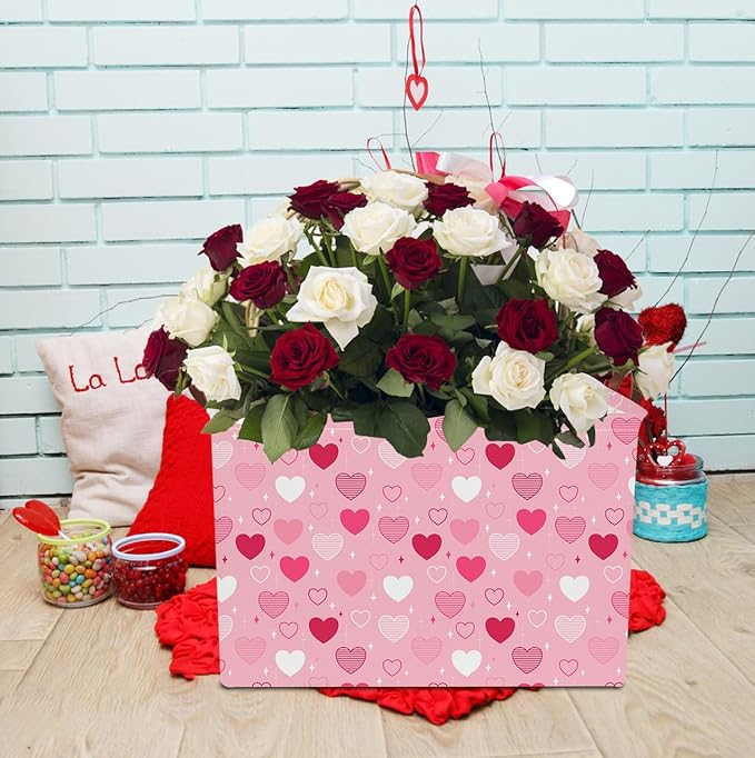 NTAOHAMPER Mothers Day Gifts Love Heart Fabric Storage Basket Empty with Handles, Books Box, Baby Shower Baptism Lovely Storage24L(Love You Heart)