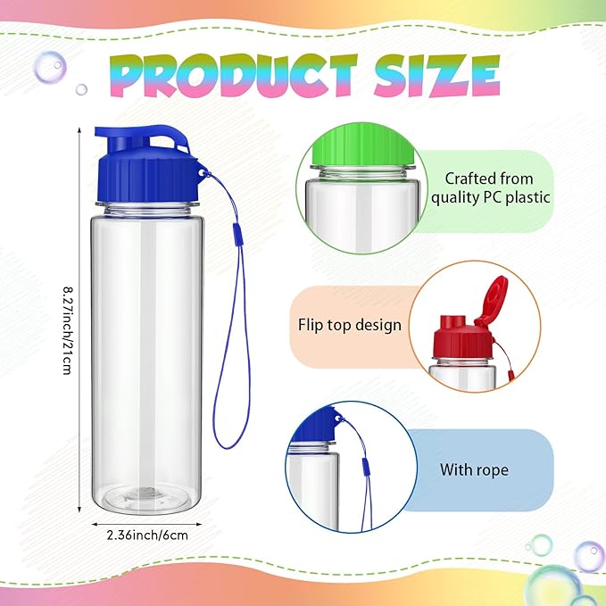 Maxcheck 30 Pieces Water Bottle Bulk 17 oz Plastic Sports Water Bottles Bulk with Handle Strap Lightweight Leakproof Drink Flip Top for Adults Fit Gym(Classic Style,Multicolored)