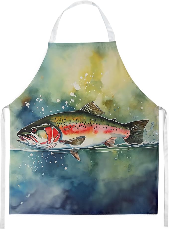 Caroline's Treasures Trout Apron Cooking Kitchen Server Baking Crafts Gardening for Adult Women Men, Unisex, Large, Multicolor