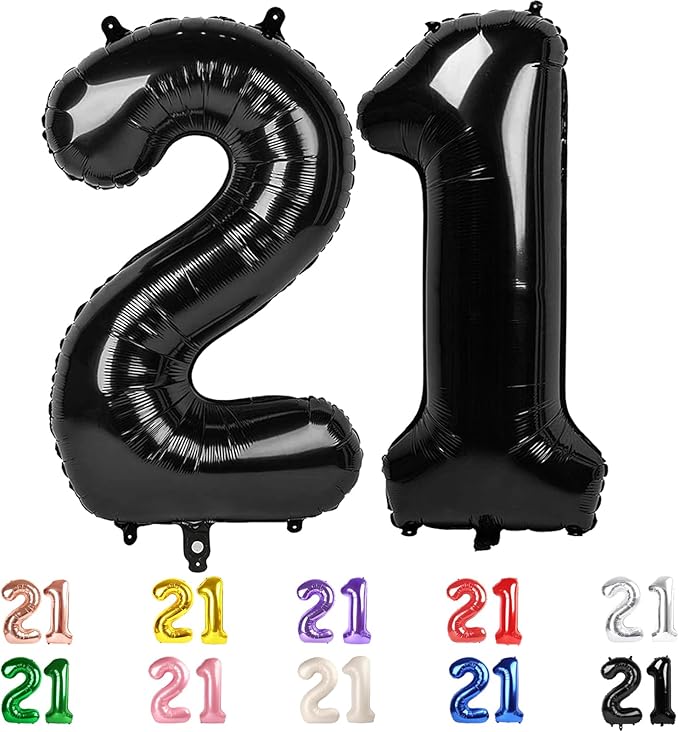 21 Number Balloons, 12 Balloons, 12th Black Party Decorations 40 In Big 21st for Girl Boys Engagement, Wedding, Celebration Party, Graduations, Photo Shoot