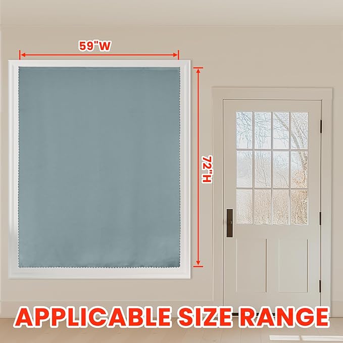 AJAZZ self Adhesive Portable 100% Blackout Curtains Simple and Easy to installBedroom Window Thermal Lnsulated Kitchen Room Darkening Black Small Drapes 1-Pack