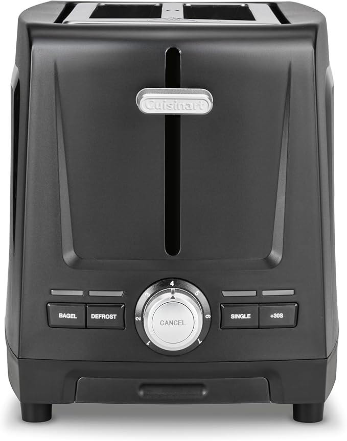 Cuisinart Core Collection 2-Slice Toaster | Extra-Long Slots for Artisan Bread, Bagel | High-Lift Quickview™ | Single Slice & Defrost Function | +30sec Toast Boost | Removable Crumb Tray, Black