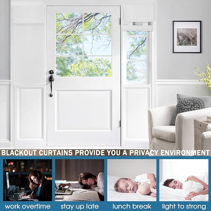 WdFour Classroom Door Window Cover,Blackout Shades for Classroom Windows and Doors，Privacy,Room Darkening Design Blocks Views, Classroom Window Cover Lockdown.12W x 40L Inch, 1 Panel.Bleach White.