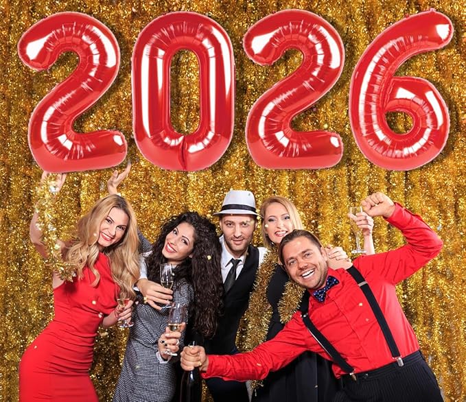 2026 Balloon Number Red Number Ballon 2026 Party Decorations for Happy New Years, 40 Inch Big Balloons for 2026 Birthday Anniversaries Celebration Graduation Wedding