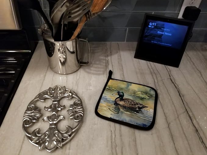 Caroline's Treasures American Black Duck Pair of Pot Holders Kitchen Heat Resistant Pot Holders Sets Oven Hot Pads for Cooking Baking BBQ, 7 1/2 x 7 1/2