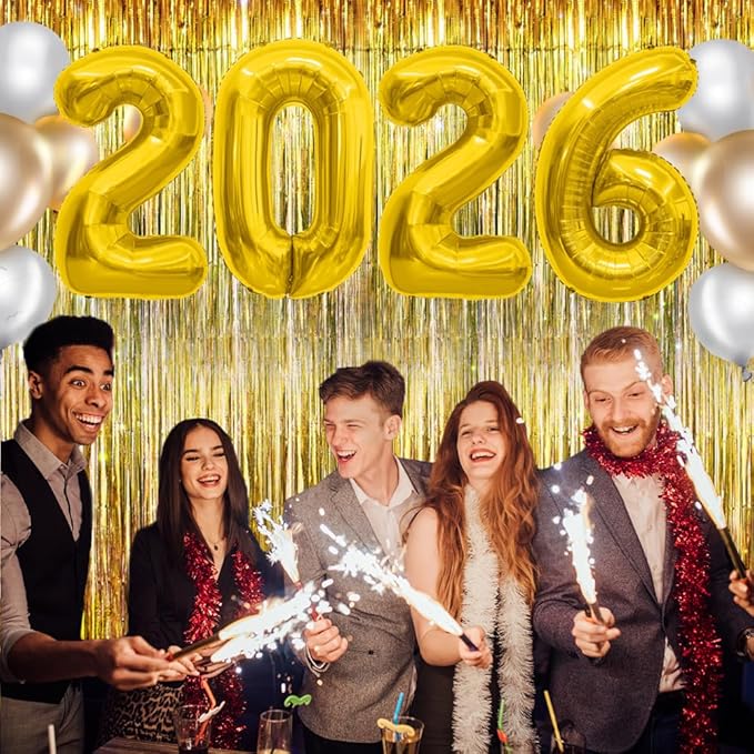 2026 Balloons 40 Inch Gold 2026 Number Balloons 2026 Decorations Happy New Year Balloon Large 2026 Foil Mylar Balloon Number for New Year Eve Party Supplies Graduation Birthday Anniversary Decorations