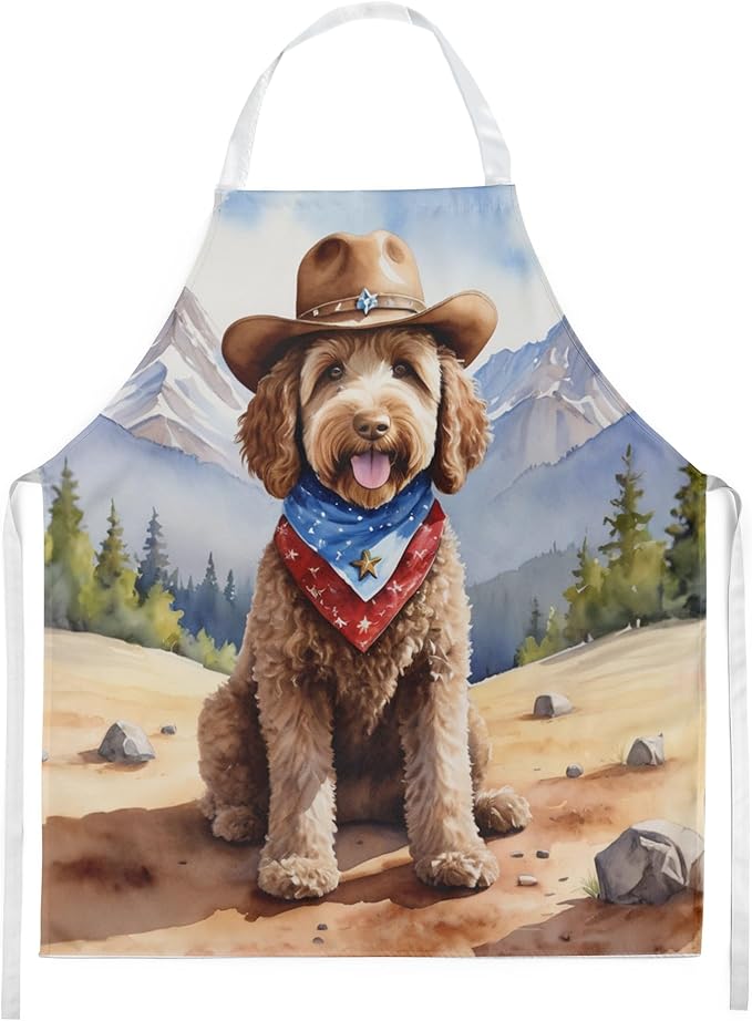 Caroline's Treasures Labradoodle Cowboy Welcome Apron Cooking Kitchen Server Baking Crafts Gardening for Adult Women Men, Unisex, Large, Multicolor