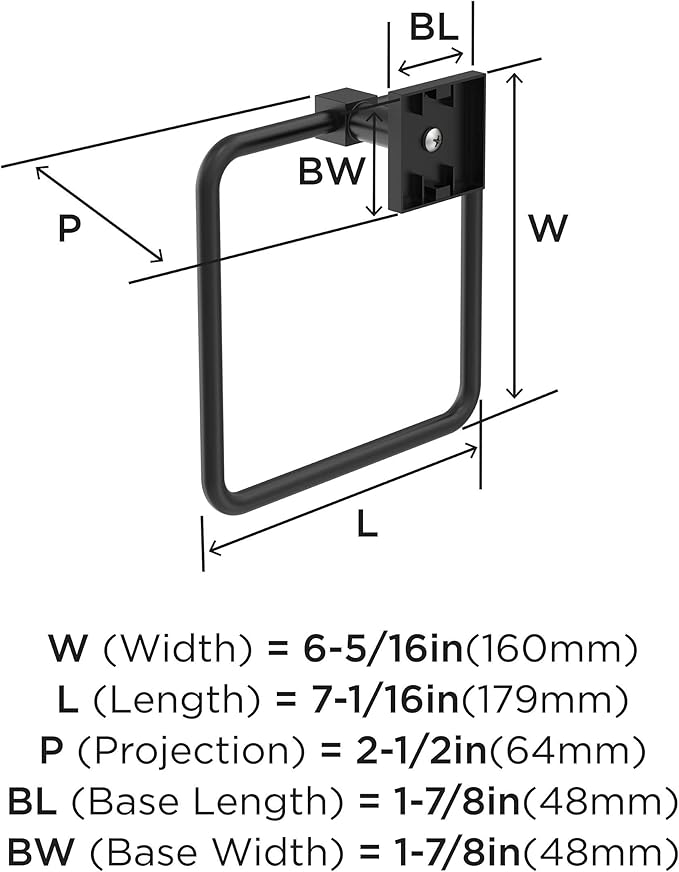 Amerock BH36072 Appoint 7-1/16" Wall Mounted Towel Ring - Matte Black