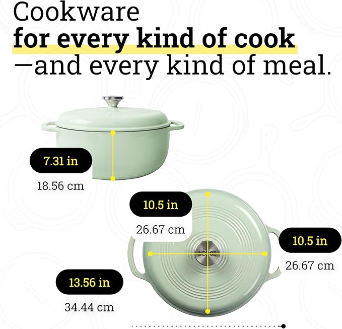 Lodge Essential Enamel Cast Iron Dutch Oven - Perfect for Bread Baking, Braising, Marinating & Slow Cooking - Features Moisture-Sealing Lid & Dual Handles - Kitchen Essentials - 6 Quarts - Desert Sage