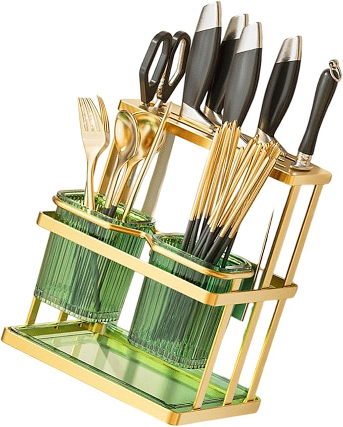 Wall Mounted Kitchen Storage Organizers Featuring Spoon Holder Chopstick Case and Cutting Board Rack for Space Saving