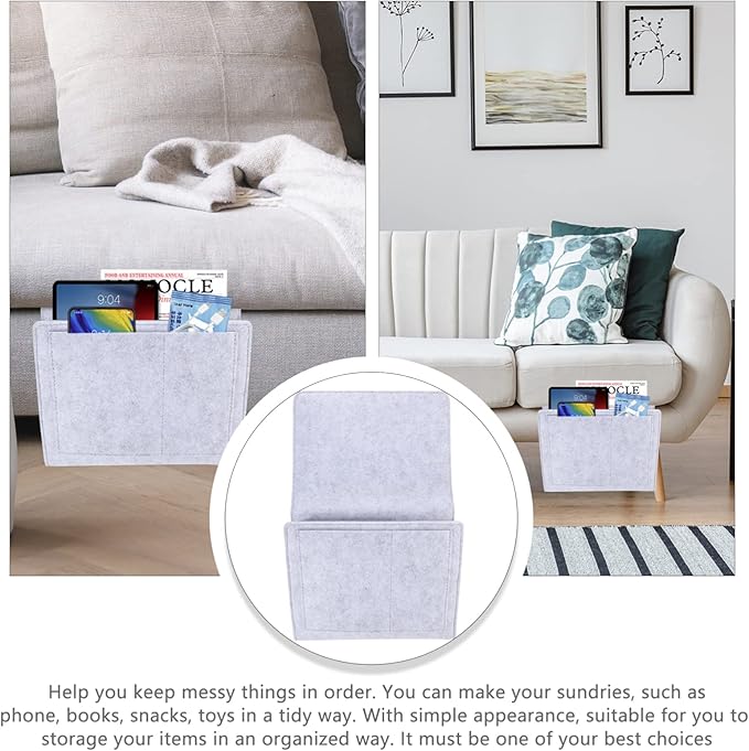 Gatuida Bedside Organizer Basket Felt Bed Pocket Hanging Storage Bag Organizing Pouch Bedside