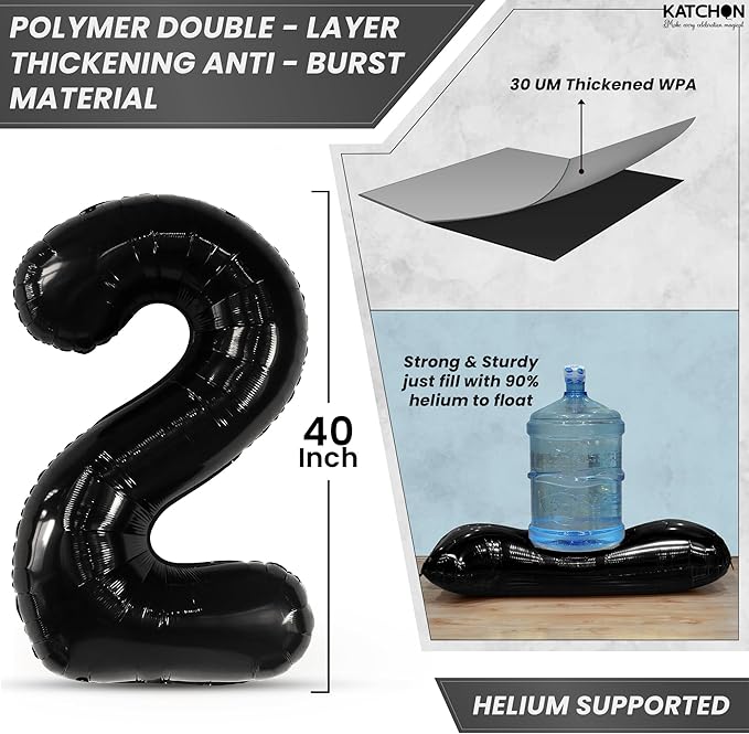 Katchon, Big Black Giant 2026 Balloons - 42 Inch | 2026 Graduation Balloons with Black Star Balloons for Graduation Decorations 2026 Graduation Party Decorations, Prom Decorations 2026