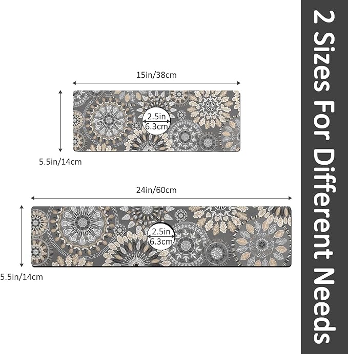 2PCS 24" X 5.5" Kitchen Sink Splash Guard Faucet Mat Mandala Super Absorbent Fast Drying Faucet Guard & Draining Mat Sink Splash Guard Behind Faucet for Kitchen, Bathroom