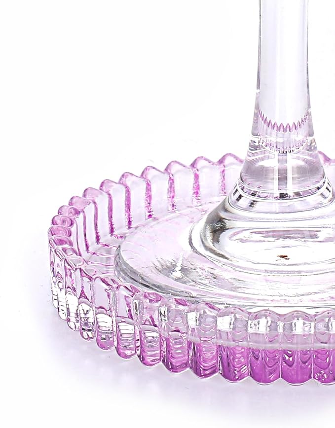 JUXYES 5 Pack Clear Purple Crystal Coasters Round Cup Mat, Glass Coasters for Drinks Coffee Tea Wine, Decorative Wine Bottle Coaster, Crystal Drink Coasters for Restaurant bar Kitchen Dining Table