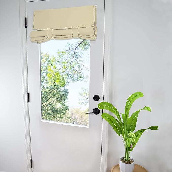 WdFour Small French Door Curtains with Silky Feel Thermal Insulated Noise Reducing Blackout Curtains for Glass Door Office (30W x 40L, 1 Panel, Beige)