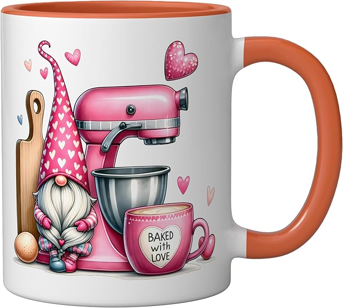 Baker Cute Baking Pastry Chef Bake Love Bakery Owner Ceramic Mug, Orange/White