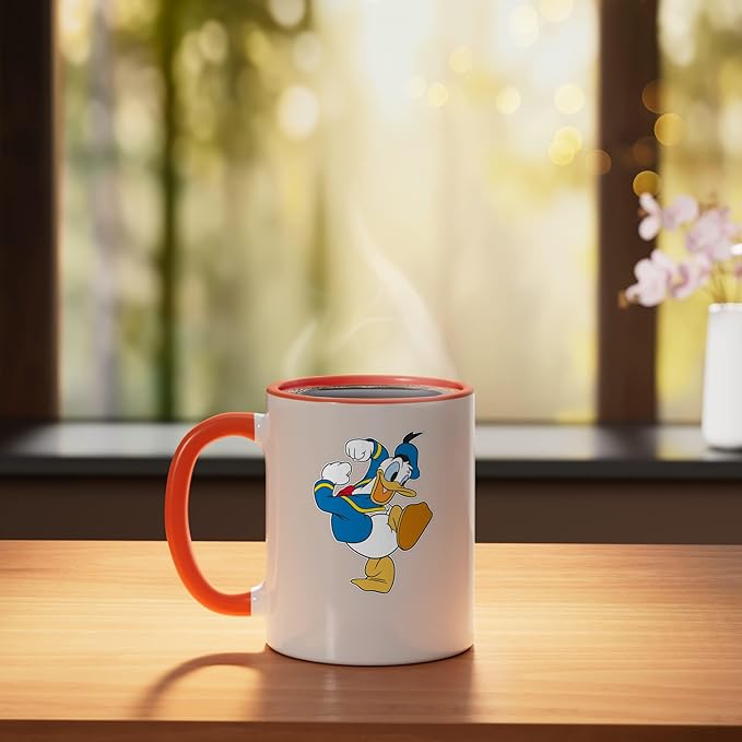 Disney Donald Duck Ready To Go Ceramic Mug, Orange/White