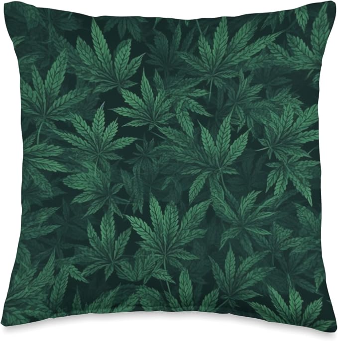 Weed Leaf pattern - Pot-head Sativa and Indica In the Sheets Throw Pillow