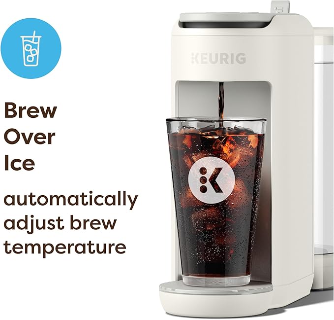 Keurig K-Mini Mate Plus Single-Serve K-Cup Pod Coffee Maker, Compact, 3 Cup Sizes, Brew Over Ice and Strong Button Features, 50 oz Removable Reservoir, Warm Stone