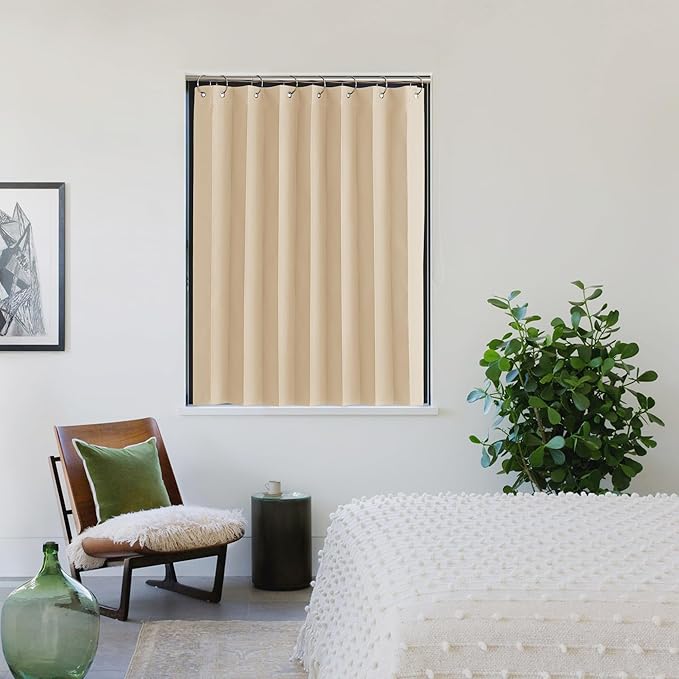 NICETOWN Room Darkening Kitchen Curtains for Cabinet, Farmhouse Small Window Drapes with Rings Energy Efficient Privacy Shades for Classroom Living Room, Biscotti Beige, W38 x L36 inches, 1 Panel
