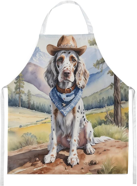 Caroline's Treasures English Setter Cowboy Welcome Apron Cooking Kitchen Server Baking Crafts Gardening for Adult Women Men, Unisex, Large, Multicolor