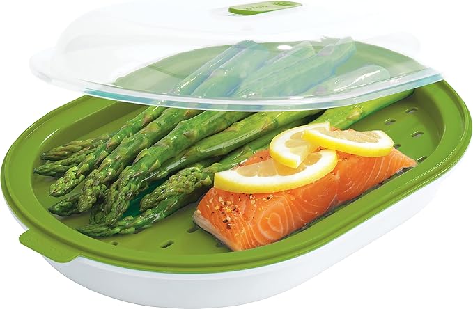 GoodCook Everyday Microwave Steamer – Vegetable & Fish Cooker,Microwave Cookware Preserves Vitamins & Nutrients,Quick Dinner-& Meals,Adjustable Steam Release Vent,(Pack of 12)