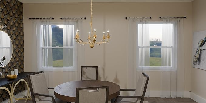 Quoizel Maria 6-Light Gold Leaf Chandelier with Nature-Inspired Leaf Details, Traditional Candle-Style Chandelier for Dining Room, Living Room, Kitchen, Bedroom, or Office