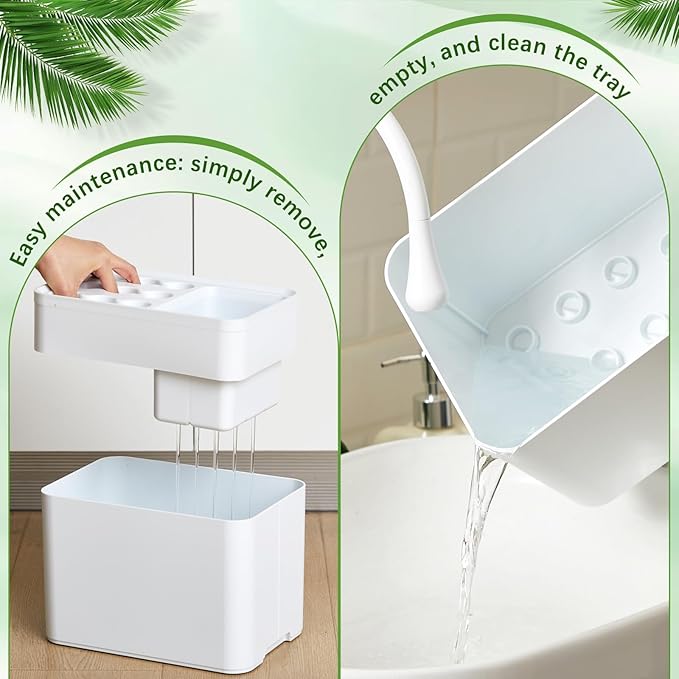 Threehoney Can Store 15 Umbrella Holder for Entryway Corner with Drip Tray, Umbrellas Stand Rack Space Saving Storage Organizer, Compact Umbrella Holder Indoor for Home Office Decor (White)