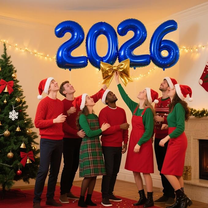 2026 Blue Foil Numbers Balloons(40 Inch) Happy New Years Eve Party Supplies 2026 New Year Graduation Balloons Decorations 20 26 Signs Props Birthday Anniversary Wedding Festival Ornament Decor