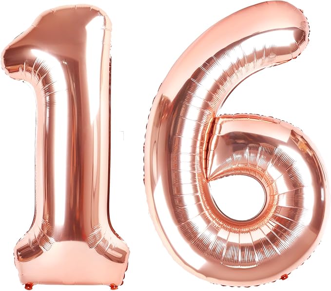 40 Inch Balloon Numbers, 16th Birthday Decorations for 1 6 16 61, Large Rose Gold Foil Sweet 16 Balloons Number for Wedding Memorial Day's Photo Shoot Decoration