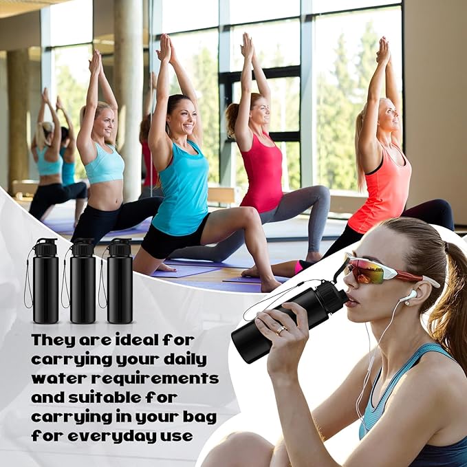 Mifoci 20 Pieces Water Bottle Bulk 17 oz Plastic Water Bottles Bulk Gym Sports Adults Reusable Large Bottles with Leak Proof Flip Top for Party Outdoor (Solid Black)