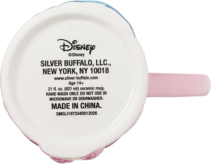 Silver Buffalo Disney Lilo and Stitch Featuring Angel Flowers Embossed 3D Ceramic Mug, 20 Ounces