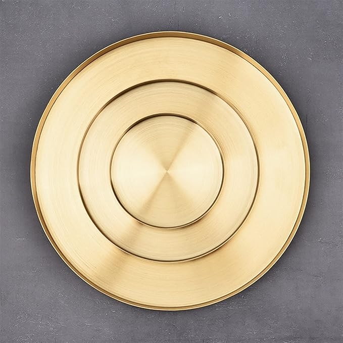 Food Tray Kitchen Stainless Steel Storage Tray Decorative Trays Organizer Jewelry Display Plate Round Shape Gold Tray Kitchen Storage (Size : Medium) (Gold Medium)