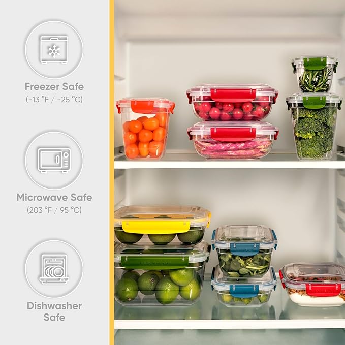 Superio Plastic Food Storage Containers with Airtight Lids, 2 Pack- 16 Oz, BPA Free, Leakproof, Stackable, Microwave, Dishwasher, Freezer Safe, Yellow