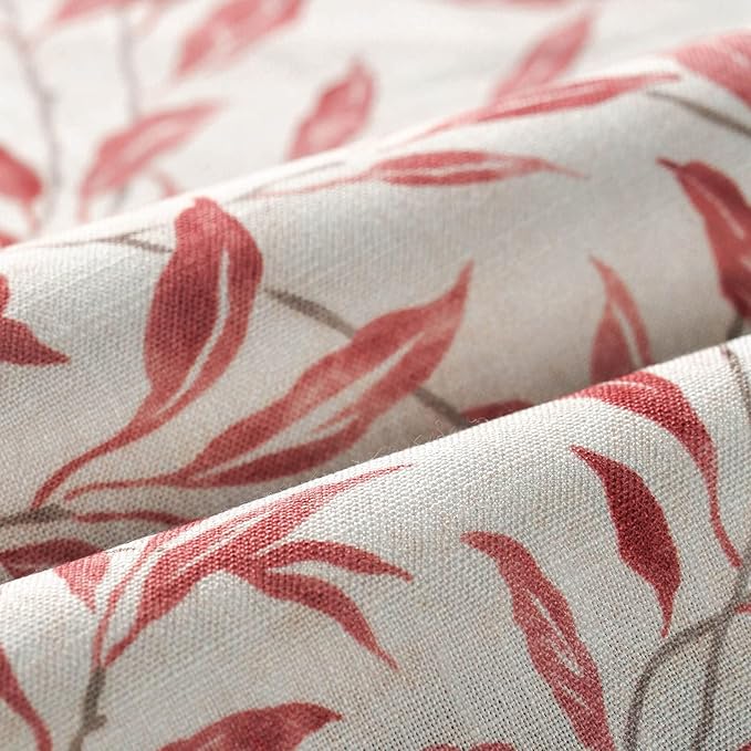VOGOL Tier Curtains for Small Windows, Red Leaves Decorative Short Window Treatment for Kids Room Cafe Kitchen Bathroom, 30 x 24, 2 Panels, Rod Pocket