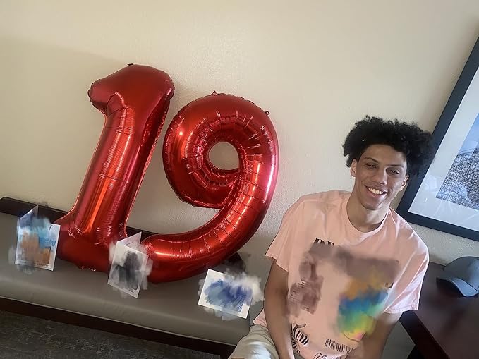 9Th Birthday Decorations 9 Number Balloons, Happy Birthday Decoration for 9th, Red Balloon Numbers 40 Inch for Girls Boys Women Men Engagement, Bridal Shower Party