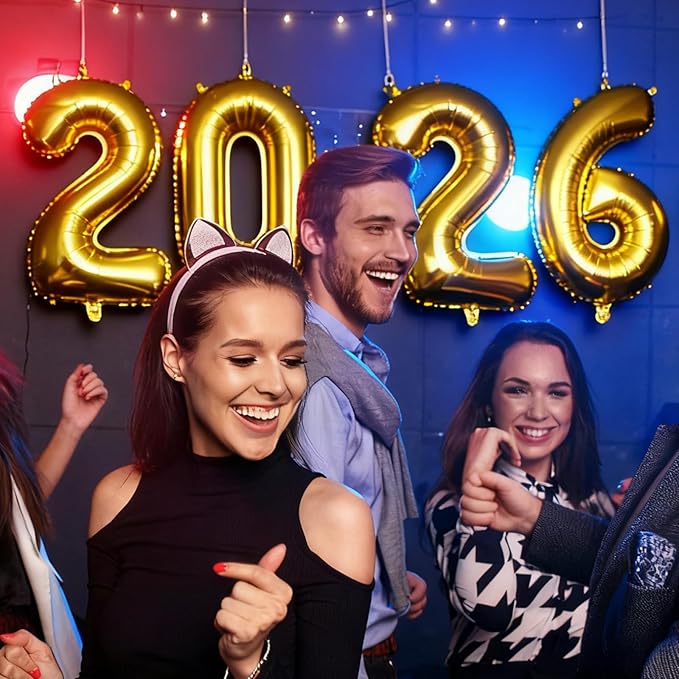 Gold 2026 Balloons, Jumbo 40 Inch Foil 2026 Number Balloons, Grad Balloons for Class of 2026 Graduation Party, Gold Matellic Foil New Year Birthday Home Office Party Supplies