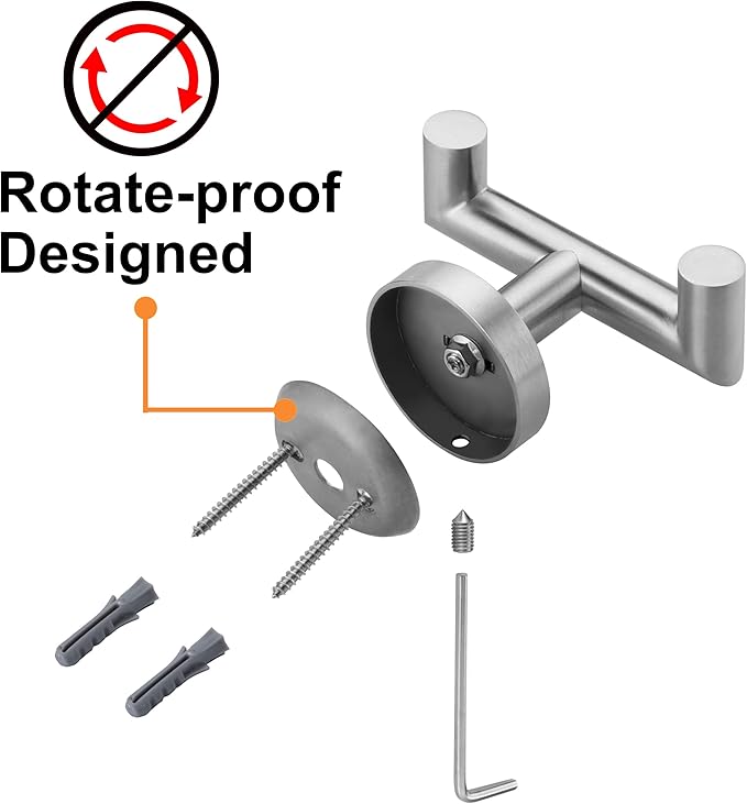 Towel Hooks for Bathrooms,Brushed Nickel Towel Hook for Kitchen Bathroom,SUS304 Stainless Steel Coat Hook,Heavy Duty Double Holder Robe Hooks for Hanging Towels,Coats,Sponges,Clothes,Wall Mount,2 Pack