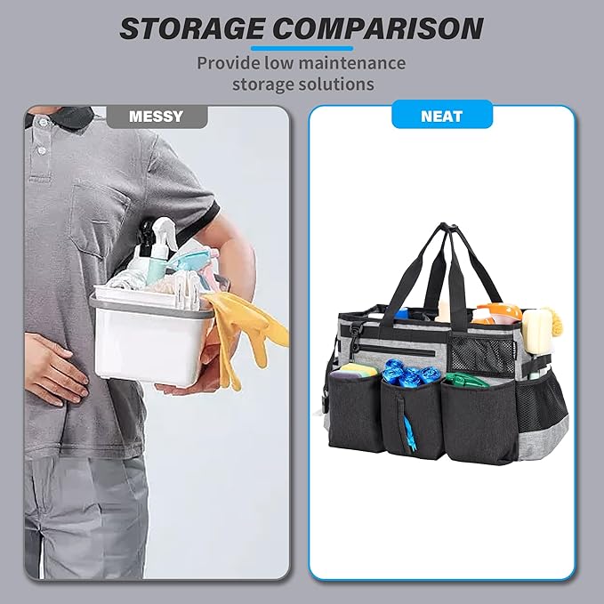 IBVIVIC Wearable Cleaning Caddy Bag for Cleaning Supplies,Large Capacity Cleaning Organizer Grey