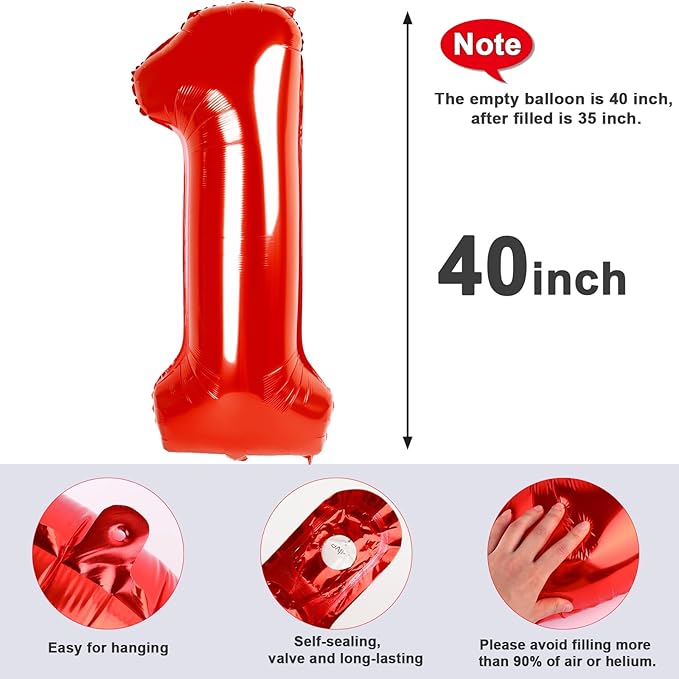 17 Balloon Numbers Red 40 In, 17th Birthday Decorations for Boys Girls, Happy 71st Birthday Party Decor Big Balloons for Engagement, Wedding, Celebration Party, Graduations, Photo Shoot